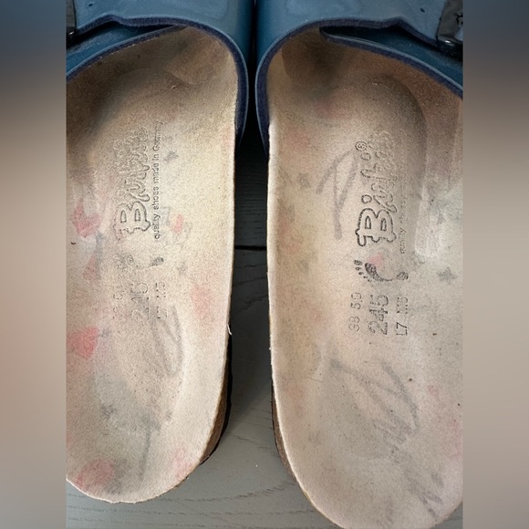 Birkenstock Birki's Metallic Blue Sandals 38 Sz 8 One Strap women’s EUC - Picture 7 of 12